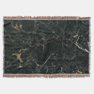 Elegant Black Marble: Textured Background Throw Blanket