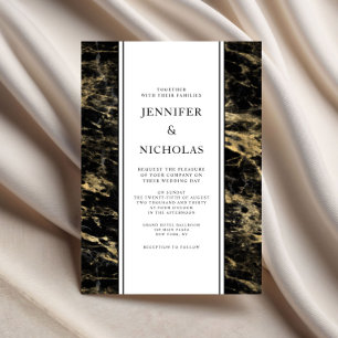 Elegant Black Marble Wedding Invitation