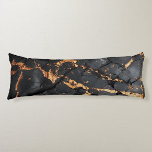 Elegant Black Marble with Gold Veins Modern Art Body Cushion