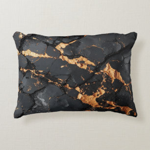 Elegant Black Marble with Gold Veins Modern Art Decorative Cushion