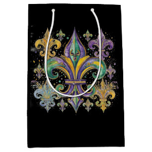 Elegant Black Mardi Gras Colors  Medium Gift Bag