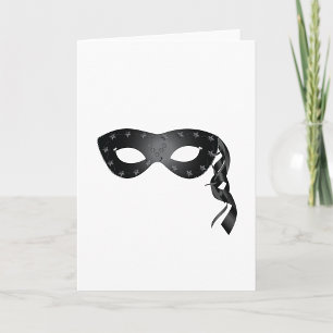 Elegant Black Masquerade Mask with Floral Lace Card