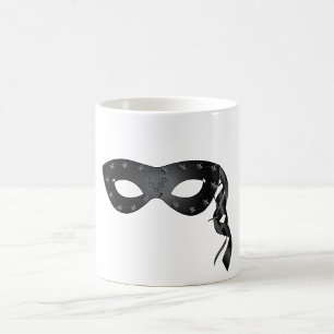 Elegant Black Masquerade Mask with Floral Lace Coffee Mug