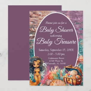 Elegant Black Mermaid Baby Shower Invitation