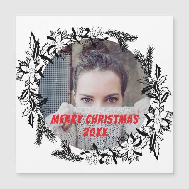 Elegant Black Merry Christmas Custom Photo  (Front)