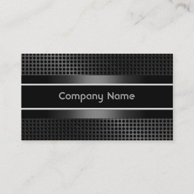 Elegant Black Metal Look Business Card Company (Front)
