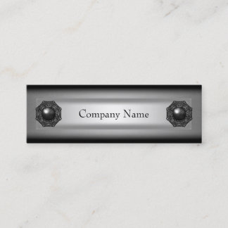 Elegant Black Metal Silver Skinny 2 Mini Business Card