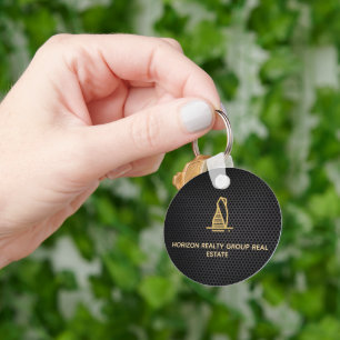 Elegant Black Metallic Real Estate Keychains