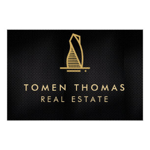 Elegant Black Metallic Real Estate Poster