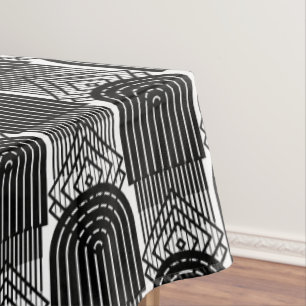 Elegant Black Mid Century Mod Arch Lines Tablecloth