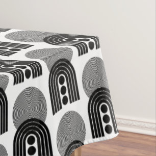 Elegant Black Mid Century Mod Arch Lines Tablecloth