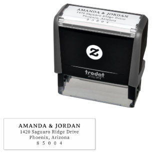 Elegant Black Minimalist Address Self-inking Stamp