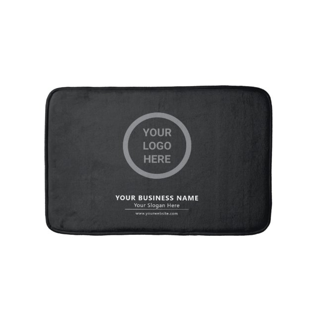 Elegant Black Minimalist Business Logo Promotional Bath Mat (Front)