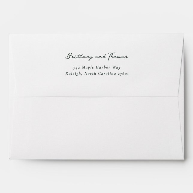Elegant Black Minimalist Calligraphy Envelope (Back (Top Flap))