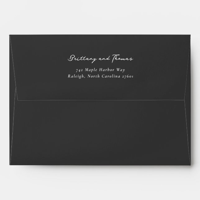 Elegant Black Minimalist Calligraphy Envelope (Back (Top Flap))