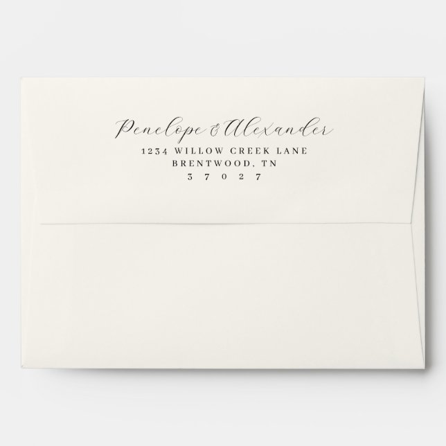 Elegant Black Minimalist Calligraphy Envelope (Back (Top Flap))