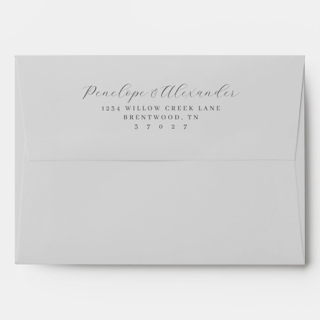 Elegant Black Minimalist Calligraphy Envelope (Back (Top Flap))