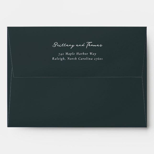 Elegant Black Minimalist Calligraphy Envelope (Back (Top Flap))