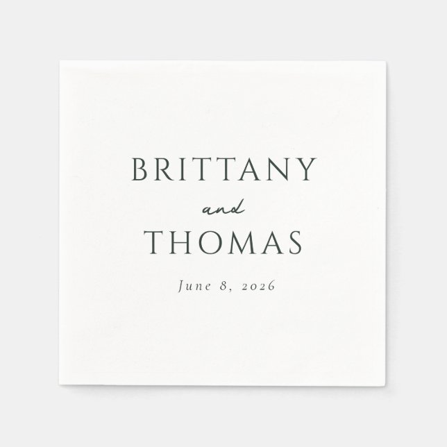 Elegant Black Minimalist Calligraphy Napkin (Front)