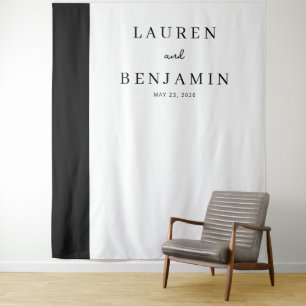 Elegant Black Minimalist Calligraphy Tapestry