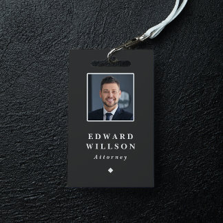 Elegant Black Minimalist ID Barcode Business Badge