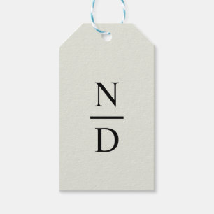 Elegant Black Minimalist Monogram Initials Gift Tags