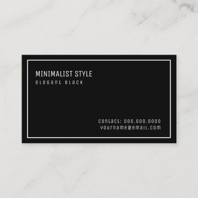 elegant black minimalist style business card (Front)