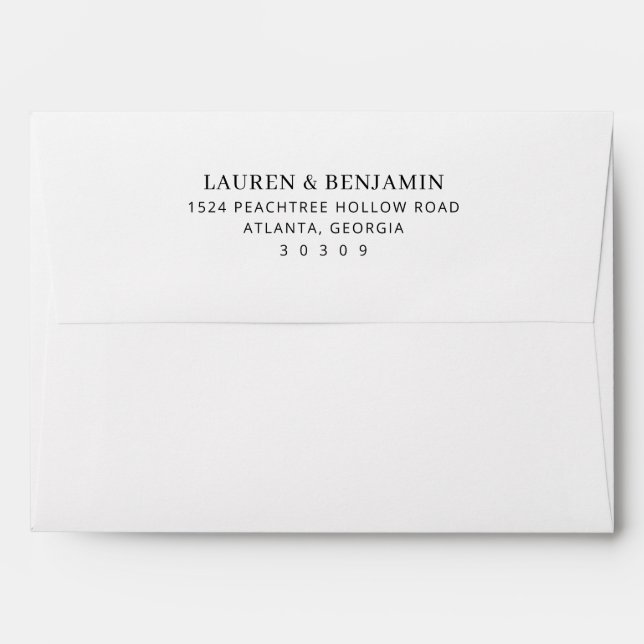 Elegant Black Minimalist Typographic Envelope (Back (Top Flap))