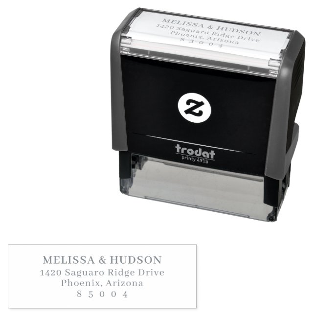 Elegant Black Minimalist Typographic Self-inking Stamp (In Situ)