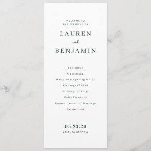 Elegant Black Minimalist Wedding Ceremony Programme