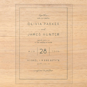 Elegant Black Minimalist Wedding Invitation