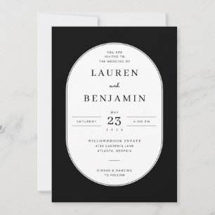 Elegant Black Minimalist Wedding Invitation