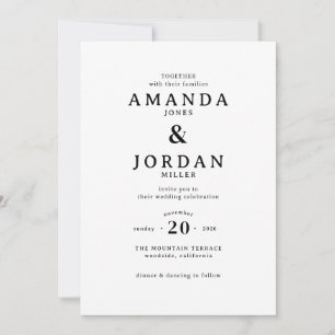 Elegant Black Minimalist Wedding Invitation