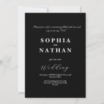 Elegant Black Minimalist Wedding Invitation