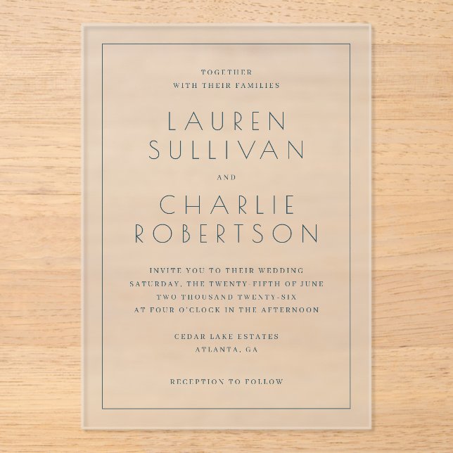 Elegant Black Minimalist Wedding Invitation (Front)