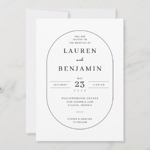 Elegant Black Minimalist Wedding Invitation