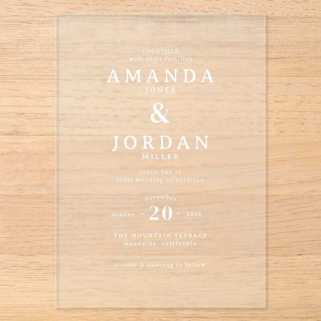 Elegant Black Minimalist Wedding Invitation (Front)