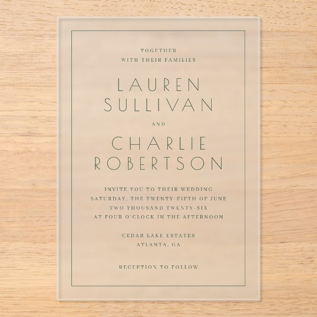 Elegant Black Minimalist Wedding Invitation (Front)