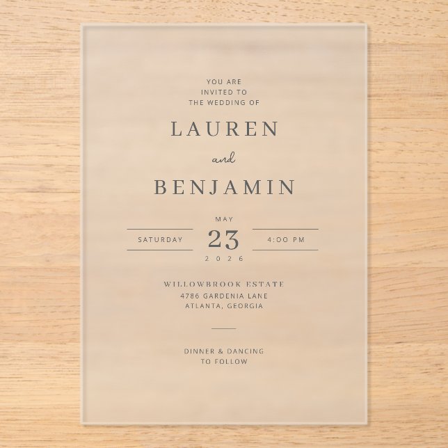 Elegant Black Minimalist Wedding Invitation (Front)