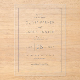 Elegant Black Minimalist Wedding Invitation