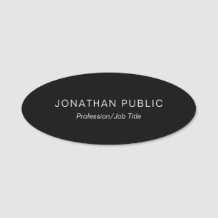 Elegant Black Minimalistic Design Template Modern Name Tag
