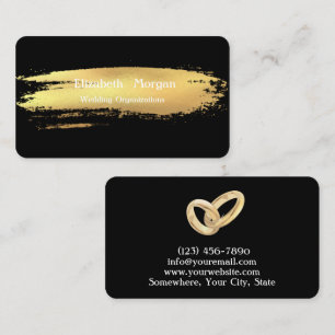 Elegant black modern gold ring business card