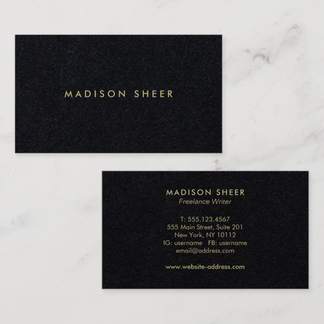 Elegant Black Modern Luxury Business Card (Front/Back)