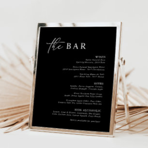 Elegant Black Modern Minimalist Bar Menu