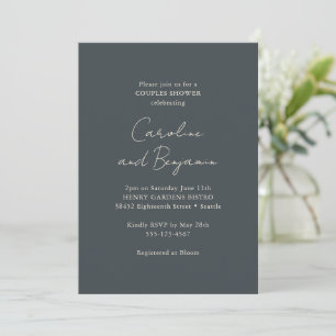 Elegant Black Modern Minimalist Couple Shower Invitation