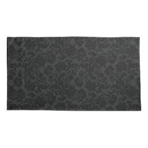 Elegant Black Monochromatic Floral Damasks Pillowcase