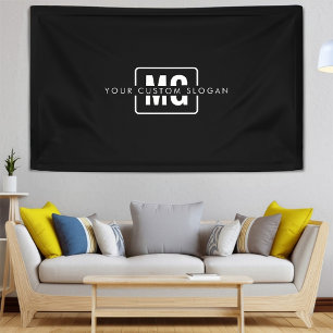 Elegant Black Monogram Branding Event Personalised Banner
