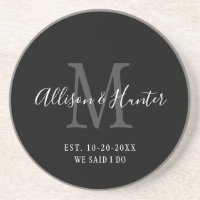 Elegant Black Monogram Established Newlyweds  
