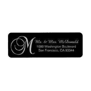 Elegant Black Monogram Letter 'M' Envelope Return