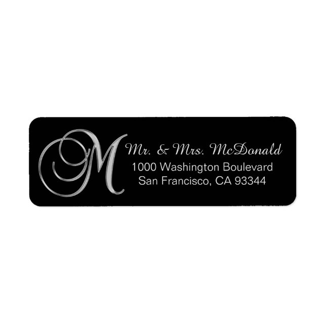 Elegant Black Monogram Letter 'M' Envelope Return (Front)